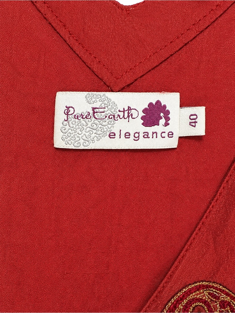 Pure Earth Elegance 100% Silk Boho Tunic Top Embroidered Paisley Size 40/8/M - Picture 6 of 6